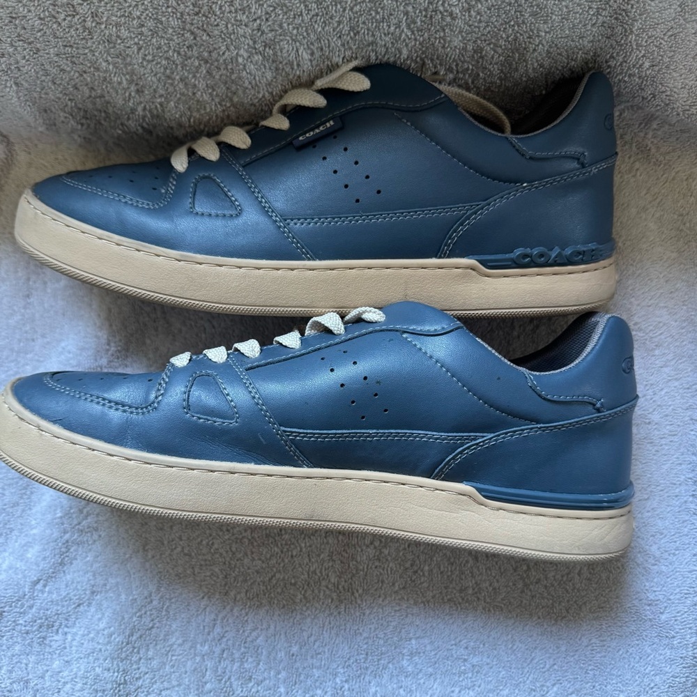 Men's Coach Blue Clip Court Sneakers Navy and White Size 11 - Picture 3 of 7